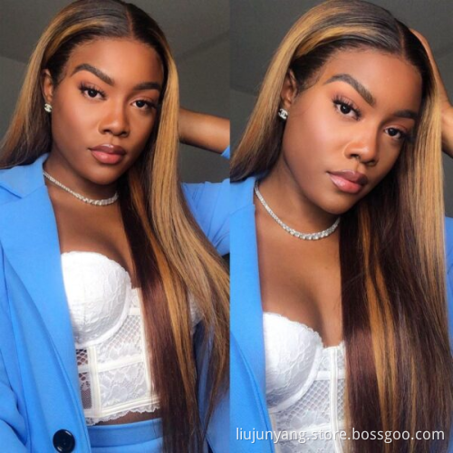 Highlight Honey Blonde Straight Hair 13×4 Lace Front Wigs